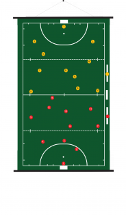 52 x 74 cm - Oprolbaar magnetisch coachbord hockey